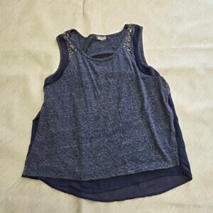 Eyeshadow Women's Blue/Gray Tank Top with Accents on Shoulders size M